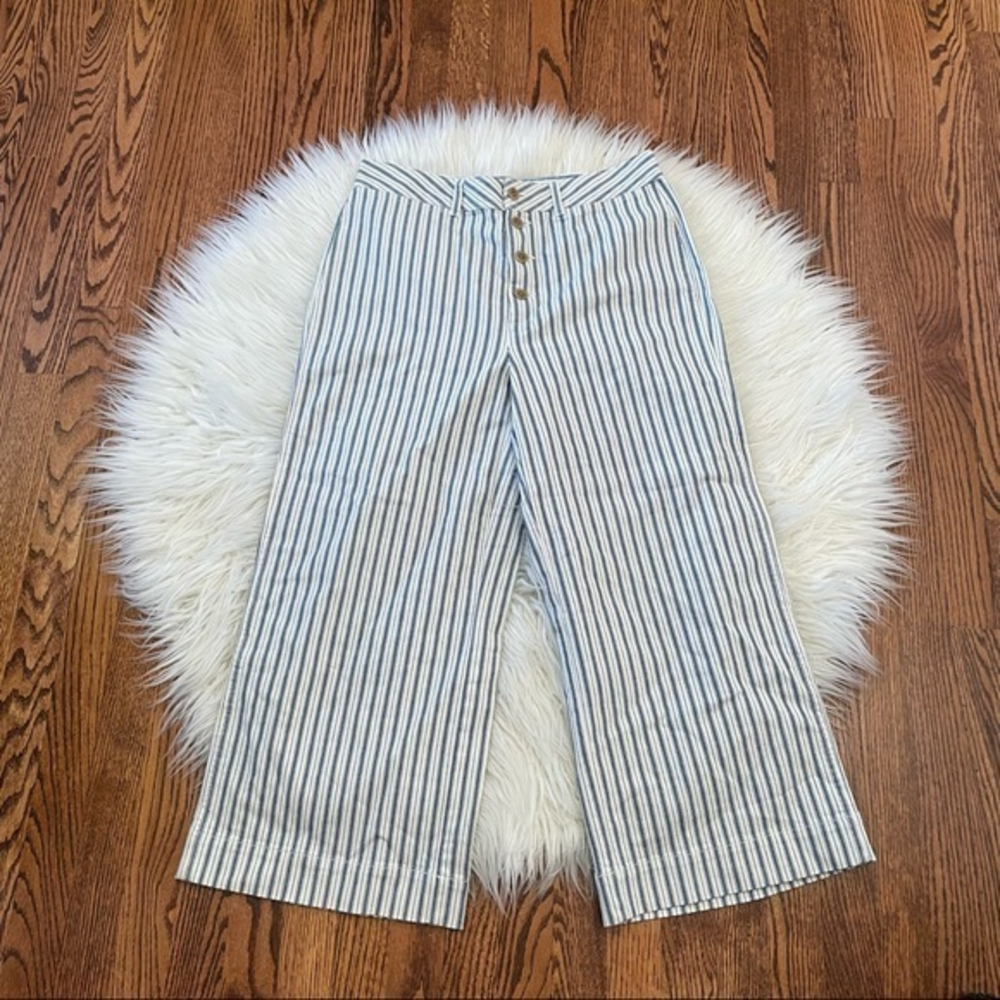 Madewell Emmett wide leg cropped striped pants 31 NWT